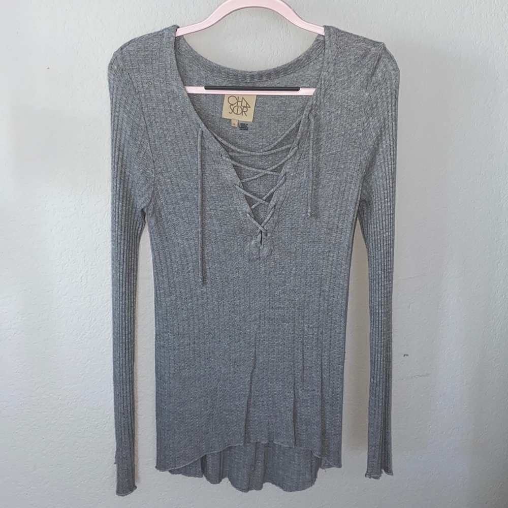 Cha Sor super cute Long sleeve lace up shirt